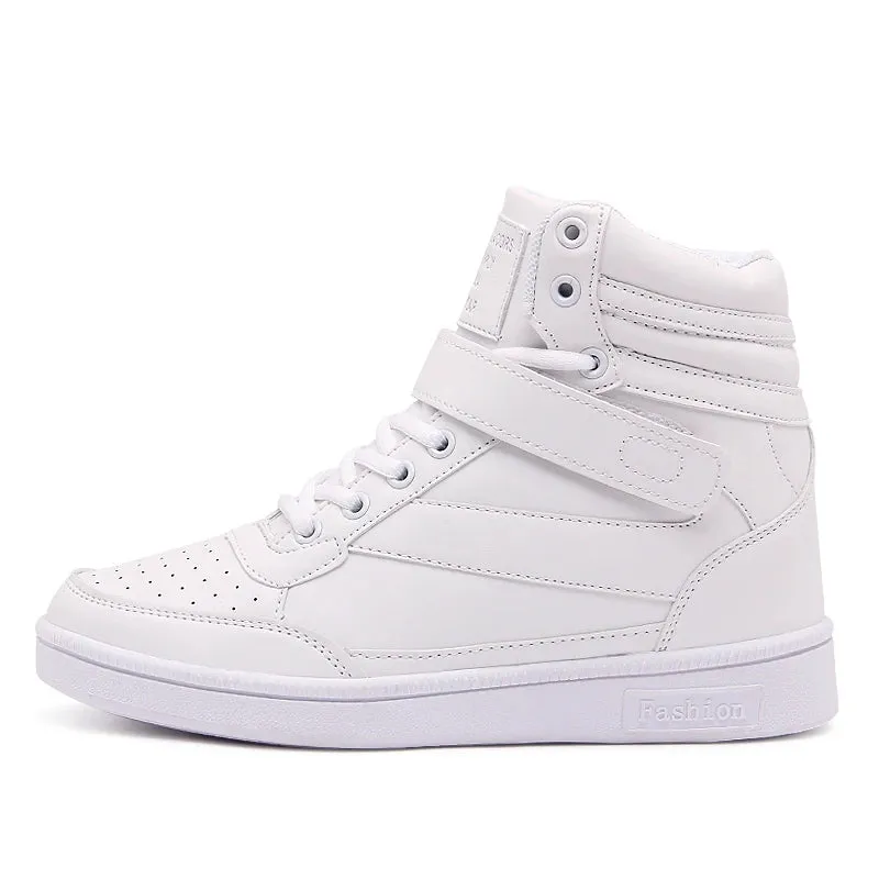 Women's Sports Shoes Ｗomen's Spring White Slope-Heeled Sports Shoes Women's Casual Vulcanized Running Shoes Fashion Thick-Sole